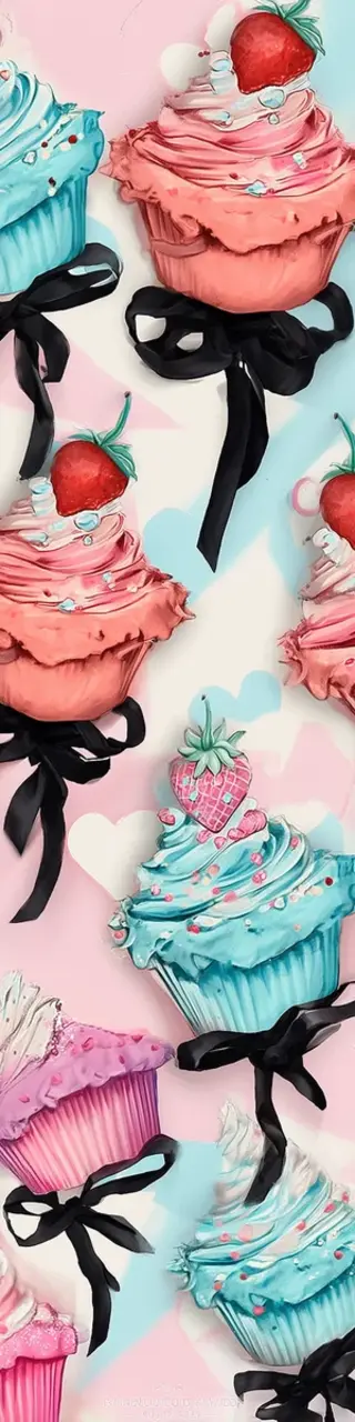 Free printable strawberries on cupcakes bookmark