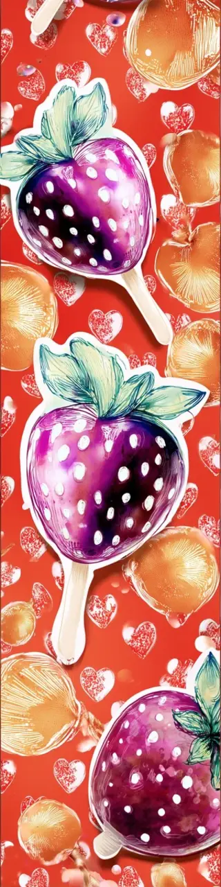 Free printable strawberries on sticks bookmark