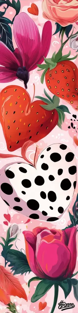 Free printable strawberry hearts bookmark