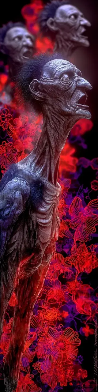 Free printable stretched zombies on red bookmark