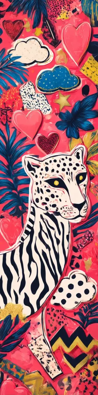 Free printable striped wild cat bookmark