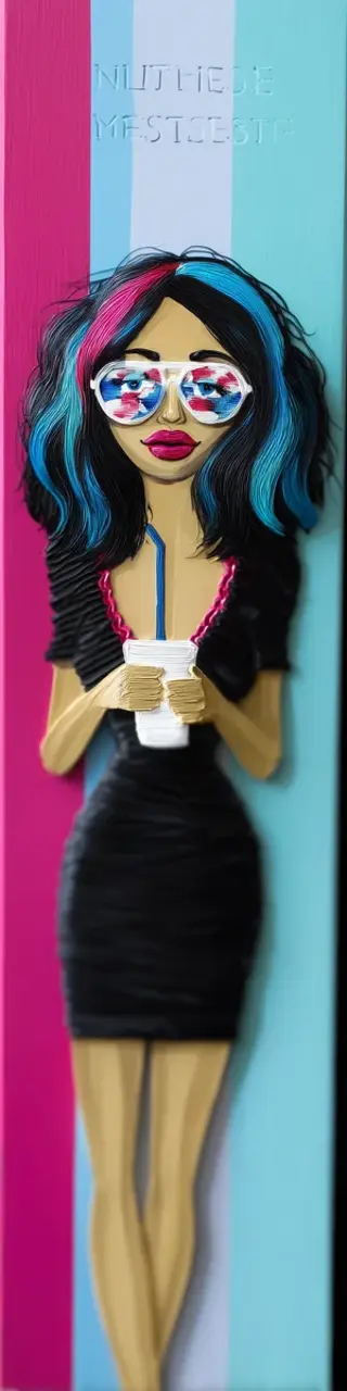 Free printable stripes drinking coffee bookmark