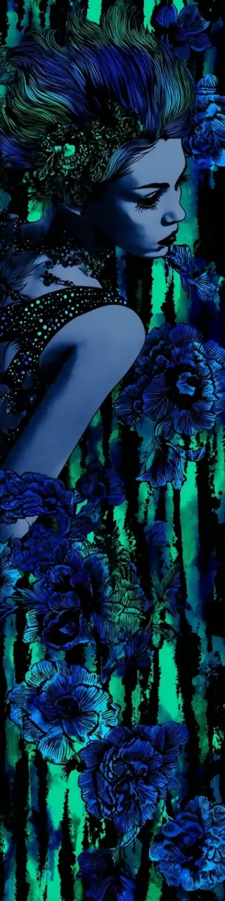 Free printable stripes floral dark woman bookmark