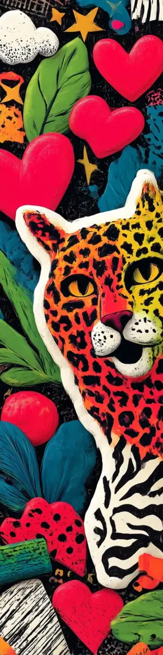 Free printable surprise leopard with hearts bookmark