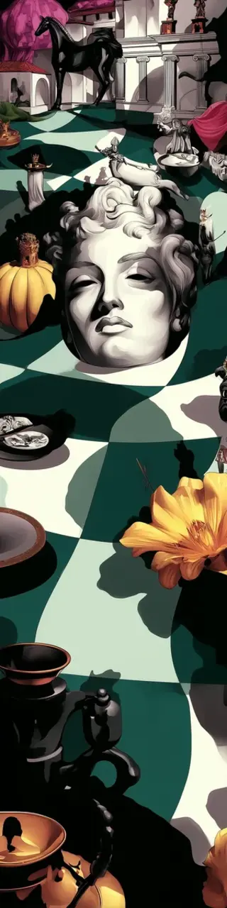 Free printable surrealist artistic head checker bookmark