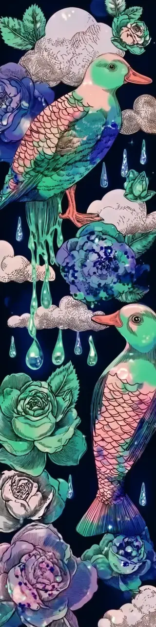 Free printable surrealist ducks bookmark