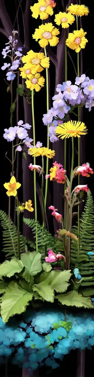 Free printable tall jungle plants with yellow flowers bookmark