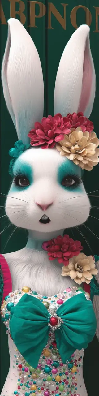 Free printable teal eyes bunny statue bookmark