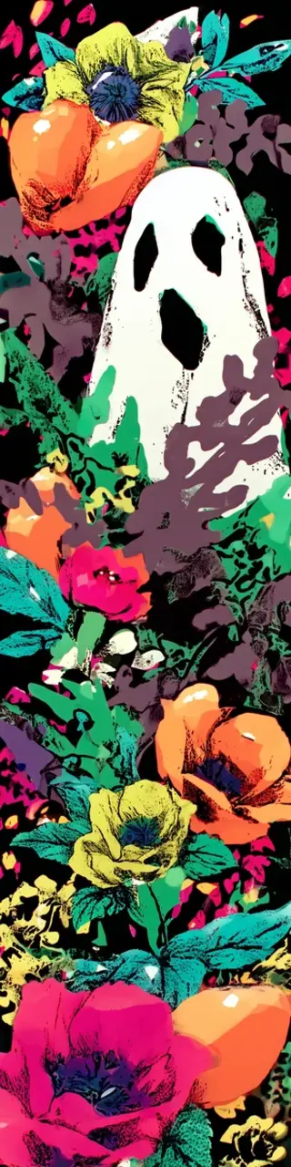 Free printable terror ghost flower garden bookmark