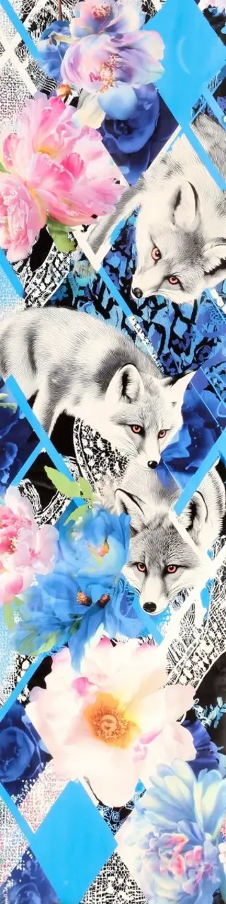 Free printable three foxes on blue floral bookmark