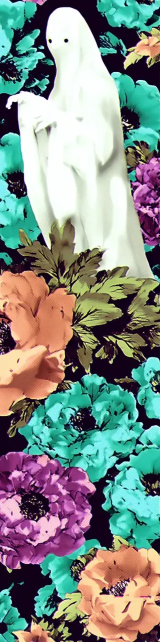 Free printable tip-toe ghost flowers bookmark