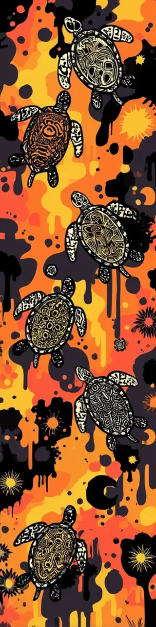 Free printable turtles on neon orange bookmark