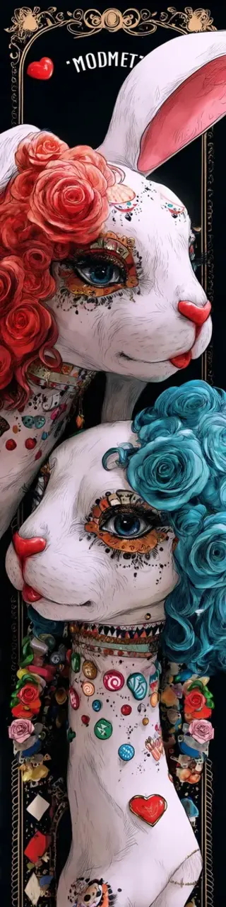 Free printable two alternative rabbits bookmark