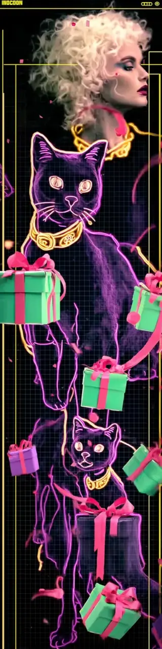 Free printable two black cats with woman bookmark