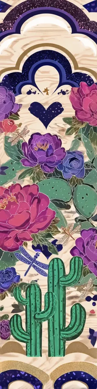 Free printable two cacti and a heart bookmark