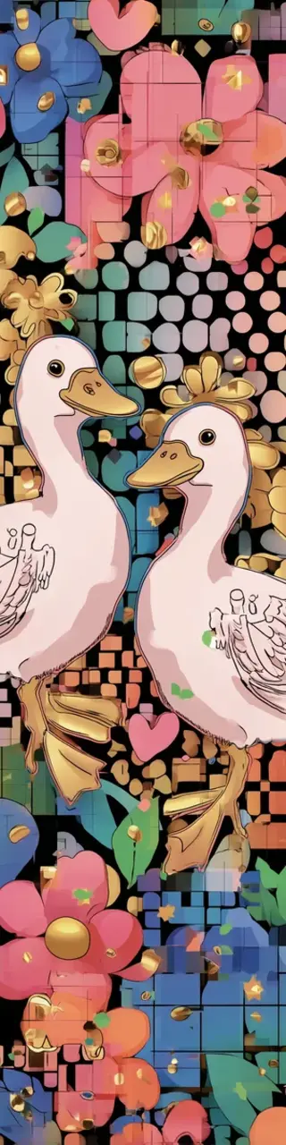 Free printable two ducks on tile bookmark