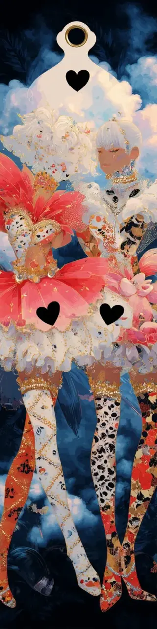 Free printable two fashionable friends hearts bookmark