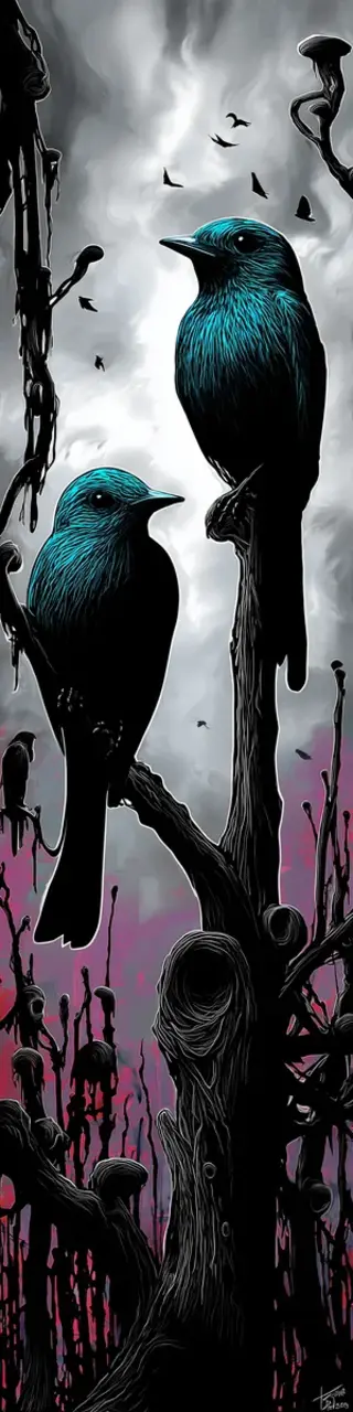 Free printable two lonely birds bookmark