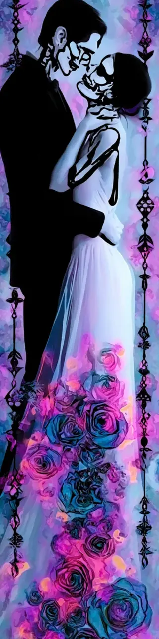 Free printable two skeletons in love dark romance bookmark