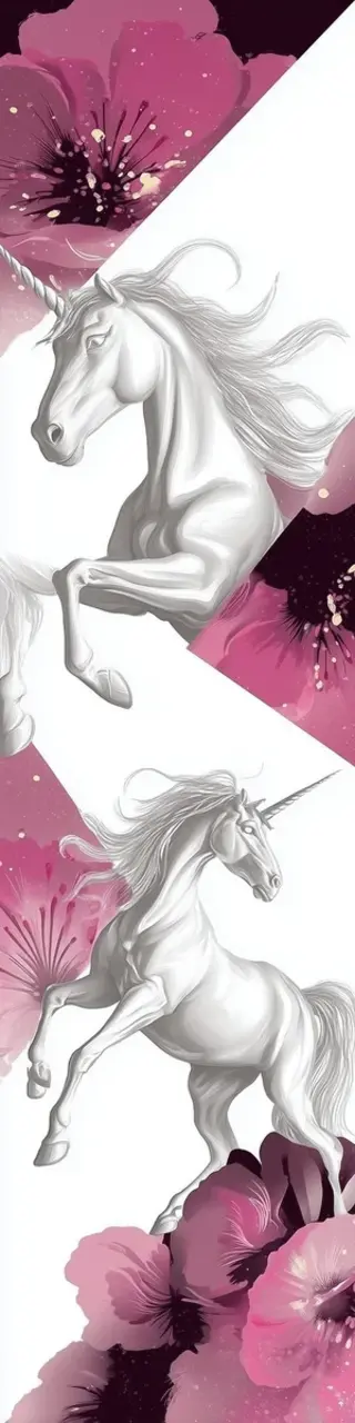 Free printable two white unicorns bookmark