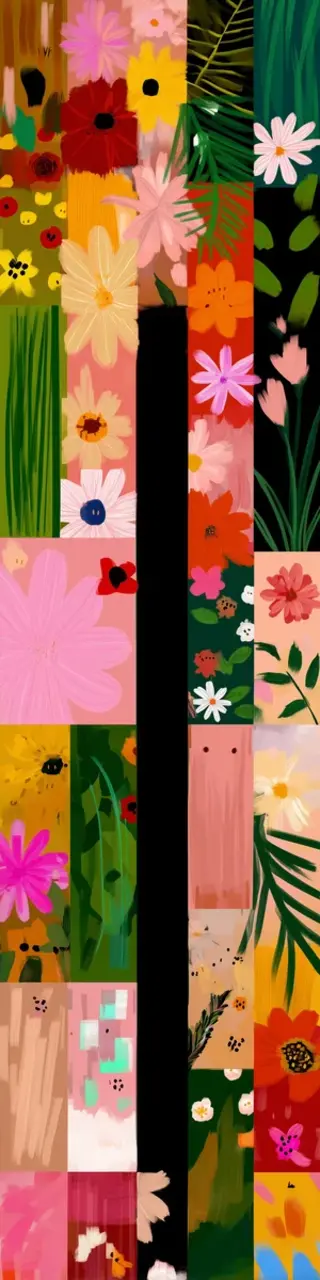 Free printable vertical quilt floral bookmark