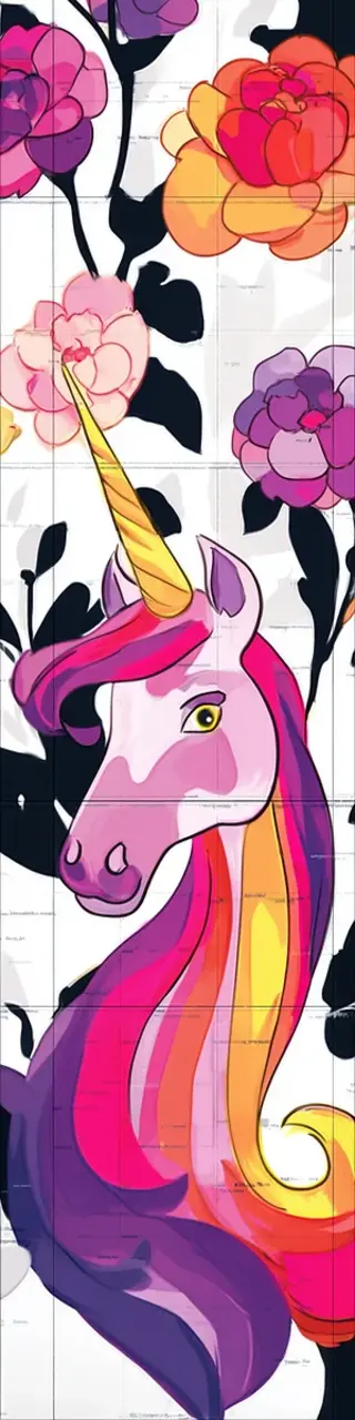 Free printable warm bold colors unicorn head bookmark