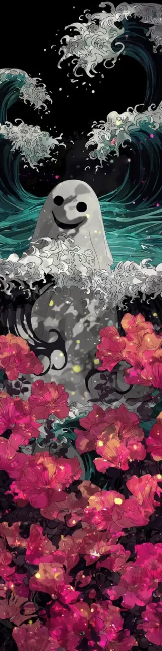 Free printable beach waves ghost bookmark