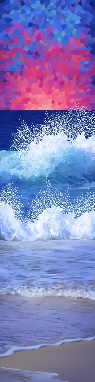 Free printable waves on a blue sunset beach bookmark