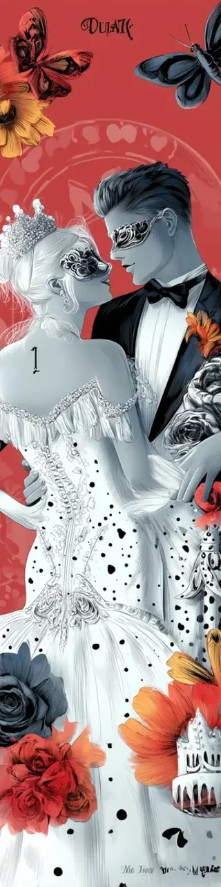 Free printable wedding dance on red bookmark