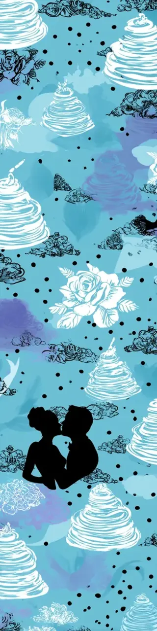 Free printable wedding kiss light blue bookmark