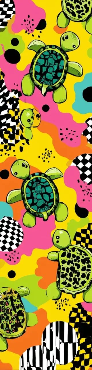 Free printable whimsical turtles on yellow bookmark