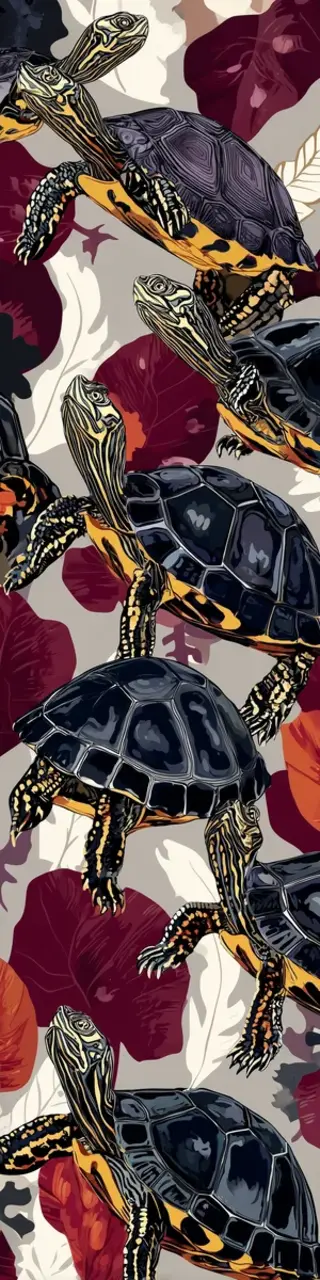 Free printable white and red turtles bookmark