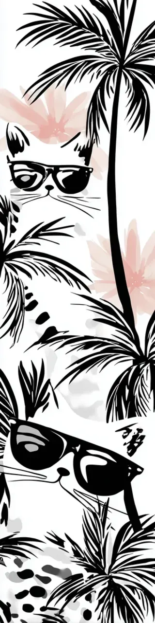 Free printable white cats tropical coloring bookmark