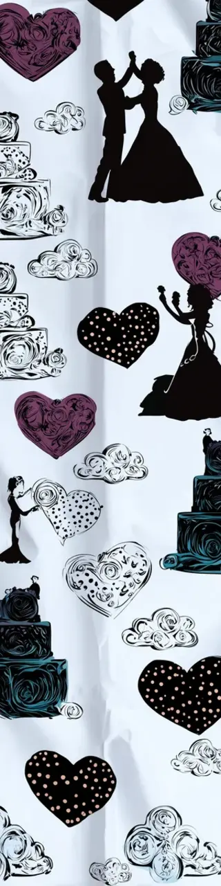 Free printable white hearts wedding bookmark