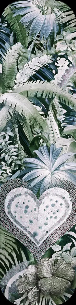 Free printable white heart tropical plants bookmark