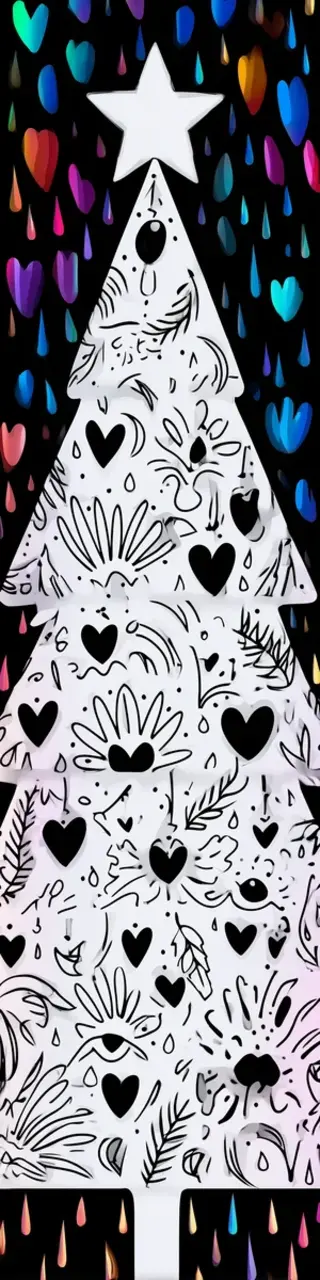 Free printable white hearts Christmas tree bookmark