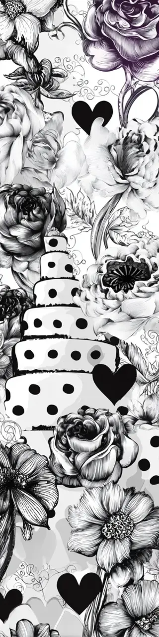 Free printable white wedding cake with hearts bookmark