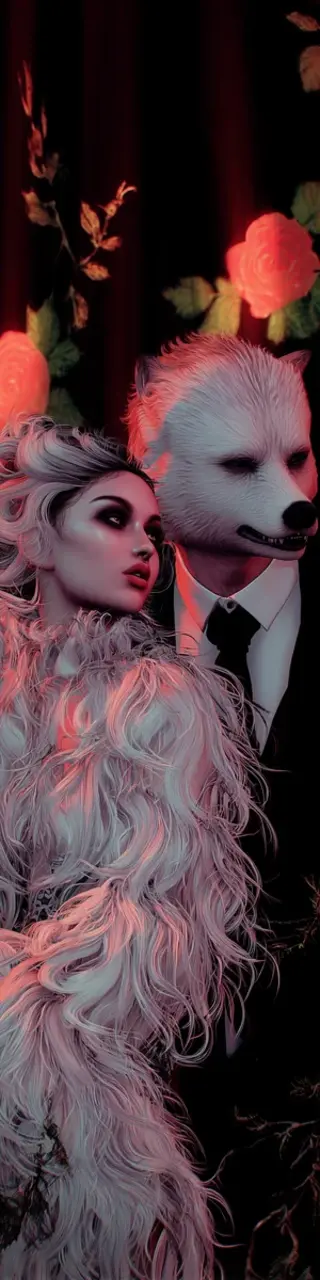 Free printable white werewolf couple bookmark