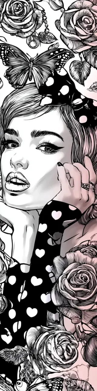 Free printable woman coloring roses bookmark