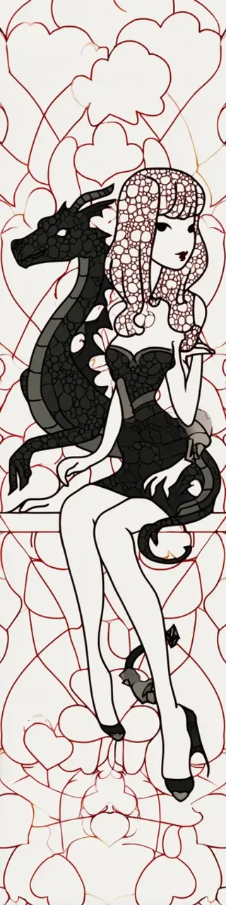 Free printable woman dragon coloring bookmark