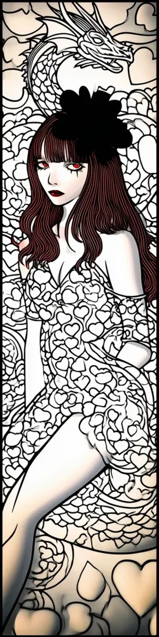 Free printable woman dragon coloring bookmark