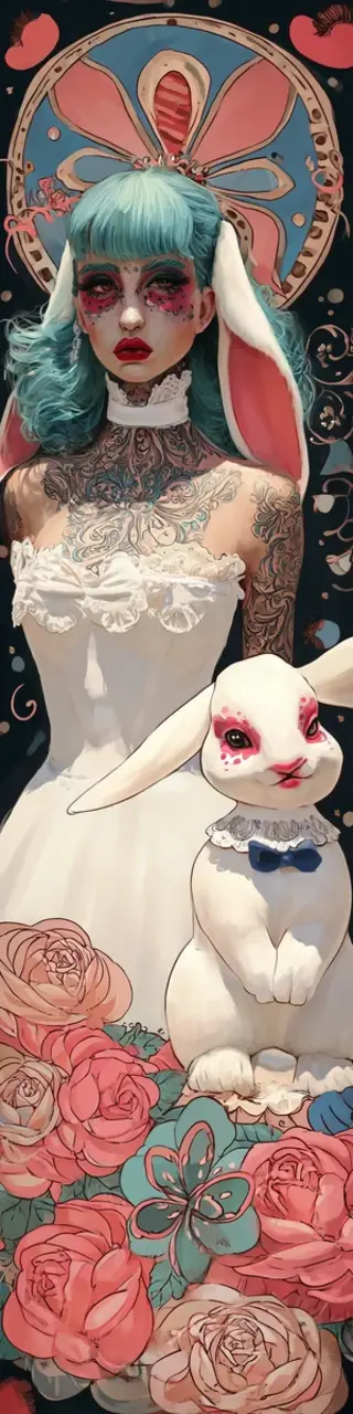 Free printable woman with pet rabbit bookmark