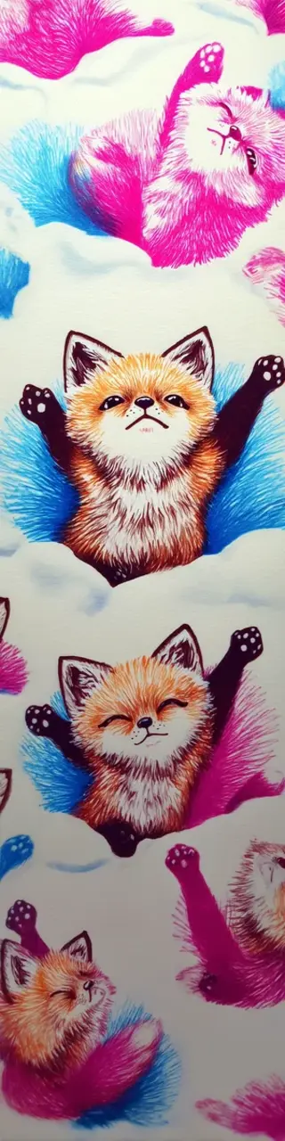 Free printable yawning stretching foxes bookmark