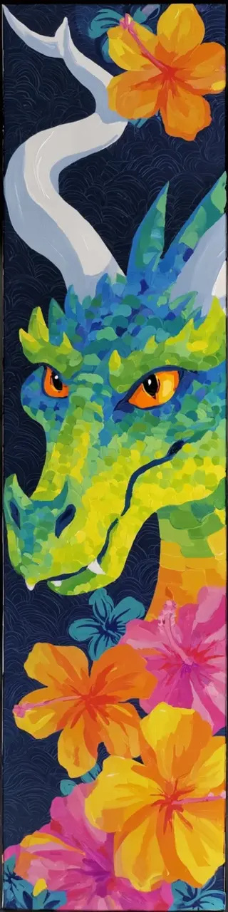 Free printable yellow flowers horned dragon bookmark