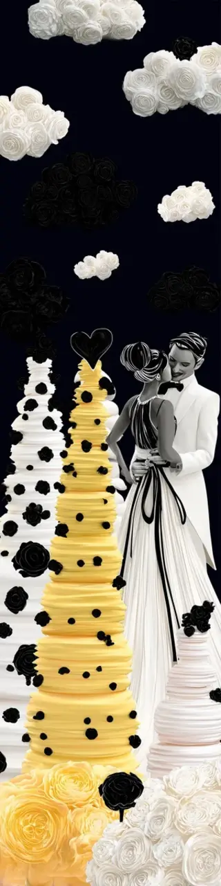 Free printable yellow stripe white wedding bookmark