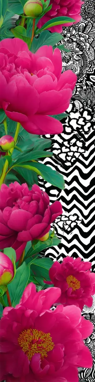 Free printable zigzag hot pink flowers bookmark