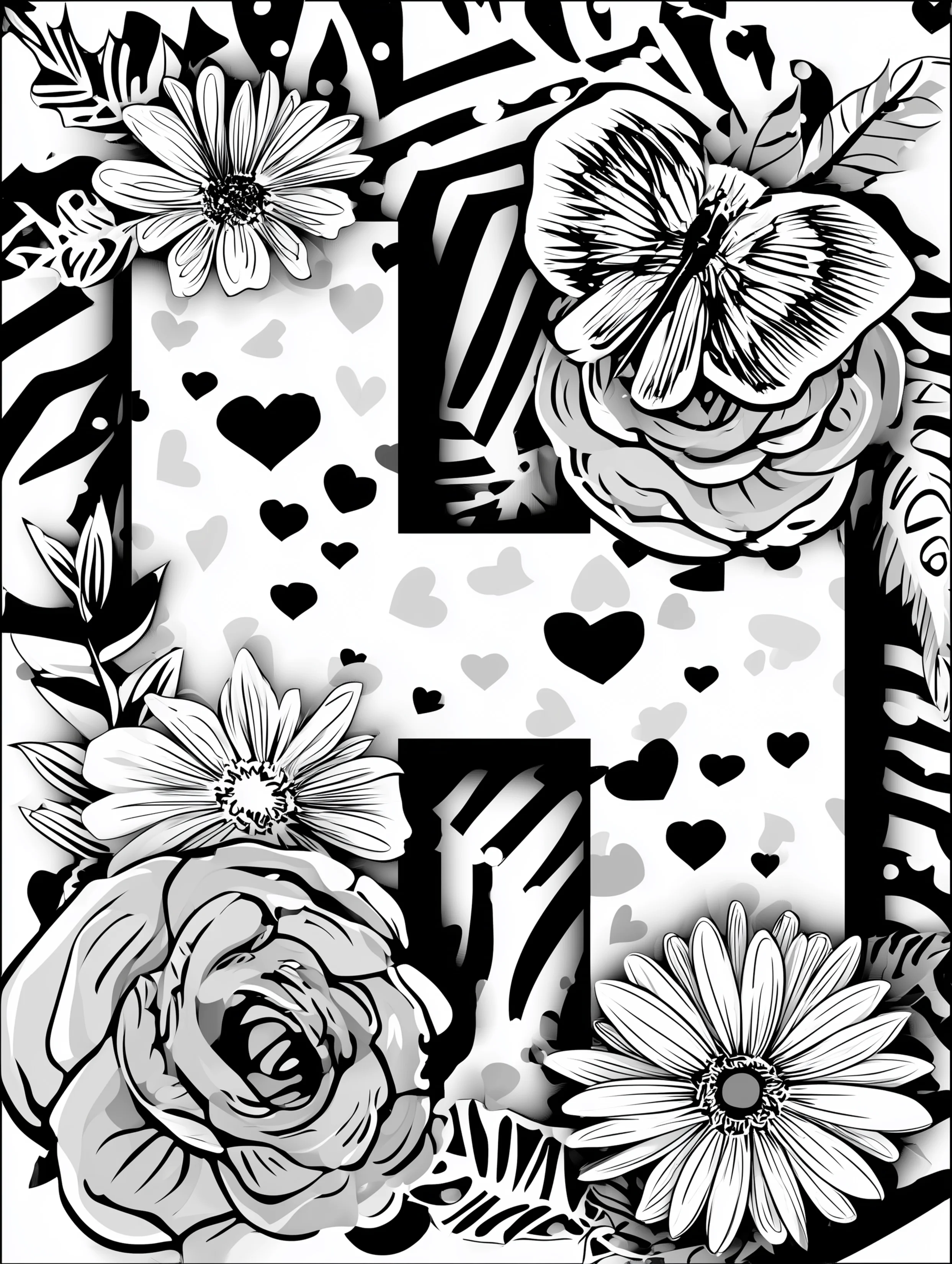 Free printable letter coloring page for adults featuring the letter H